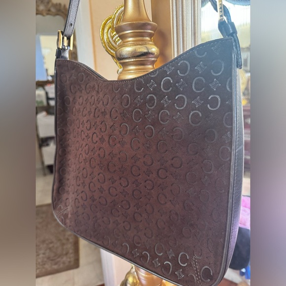 Celine bag monogram vintage purse suede C all over print good hardware - Picture 5 of 15